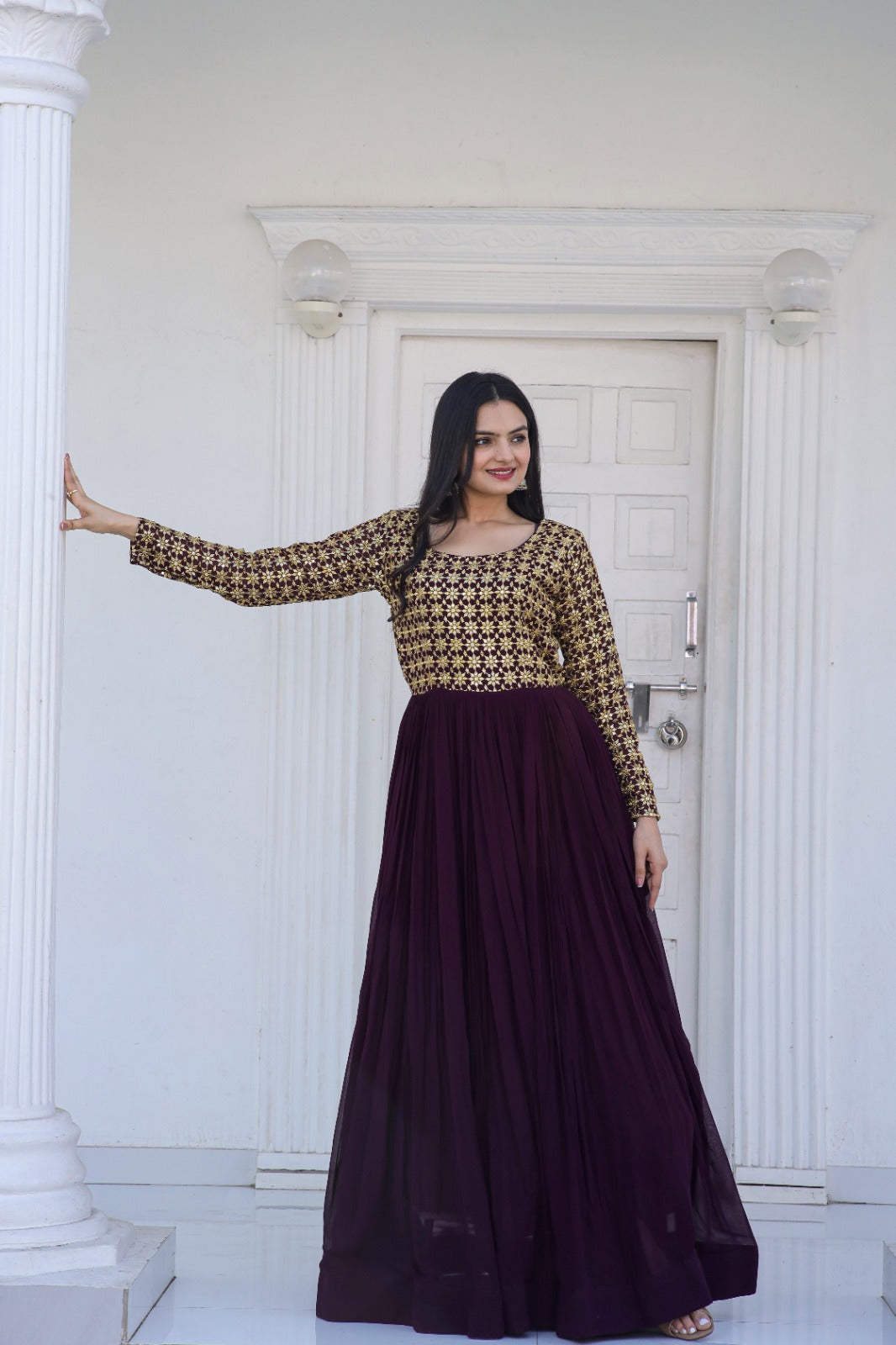 Anarkali Full length Flaired wedding gown dress Readymade Indian Dress