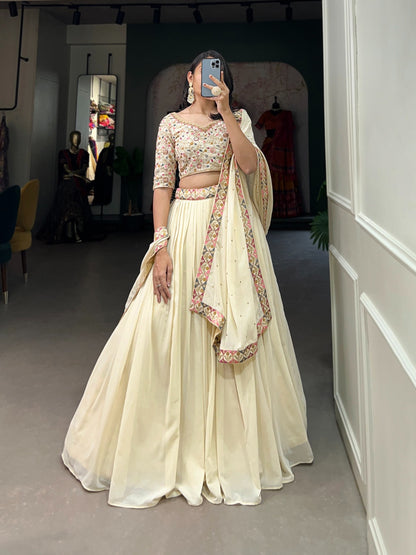 Off White Lehenga Choli for wedding ready to wear indian lehenga dress