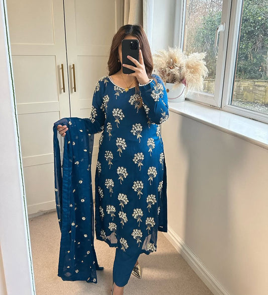 Blue indian Readymade dress salwar kameez suit set wedding suit