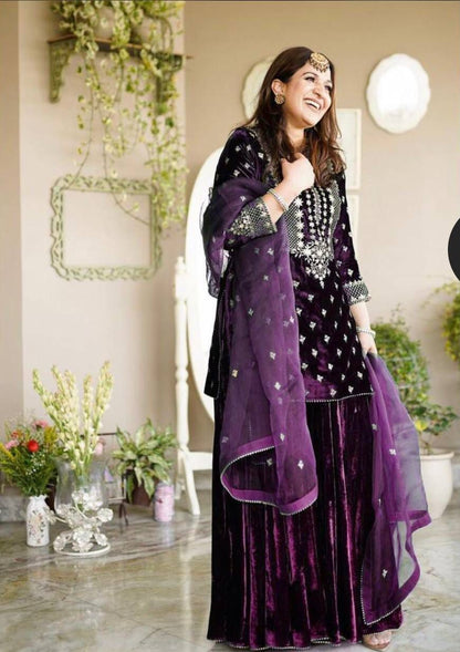 Readymade Palazzo Suit set Velvet Readymade Indian Pakistani dress