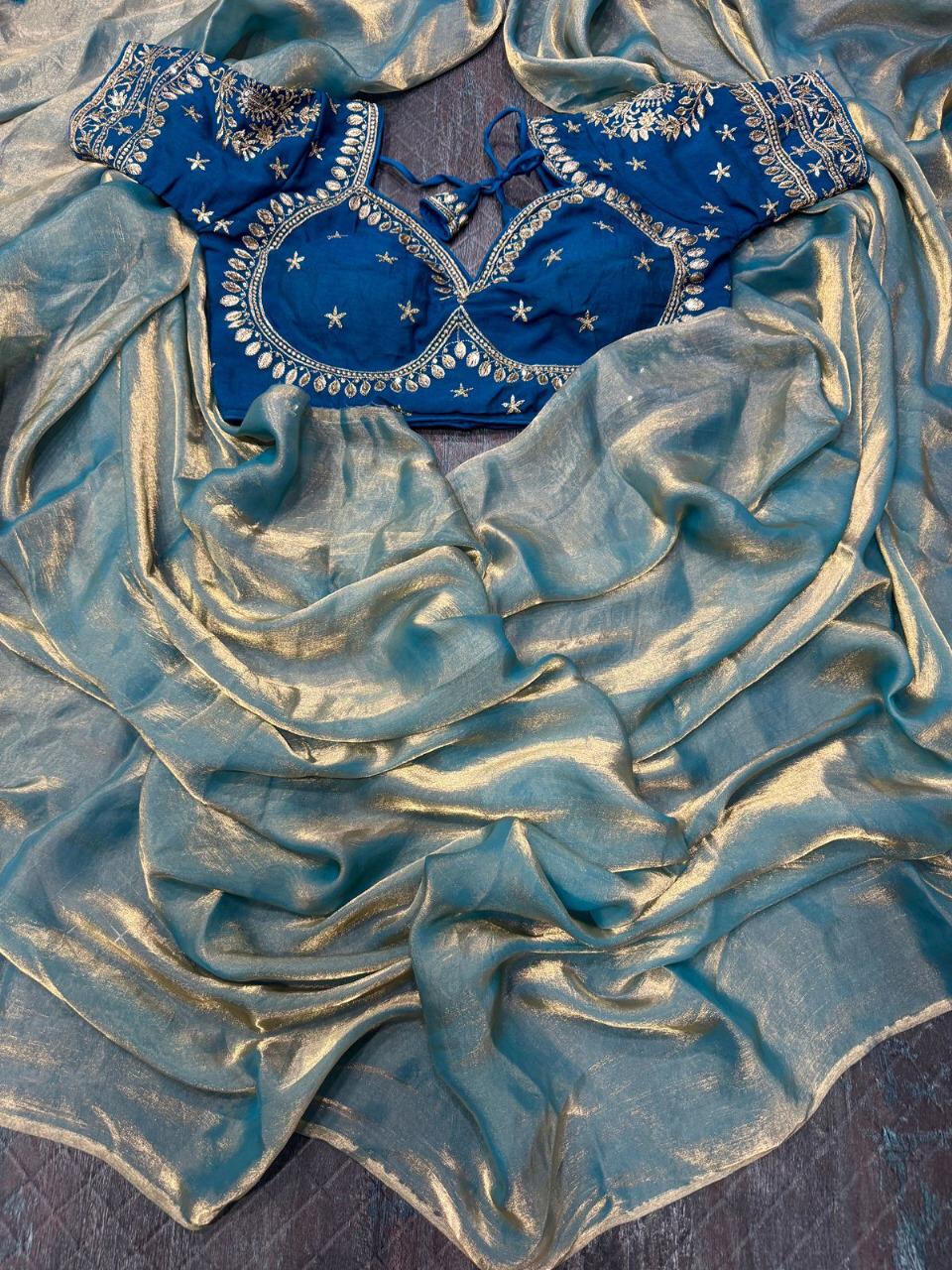 Premium Designer Wedding PartyWear saree with stitched blouse Ready To Wear