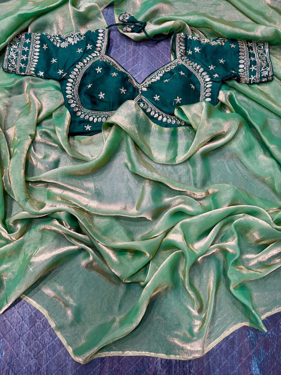 Premium Designer Wedding PartyWear saree with stitched blouse Ready To Wear