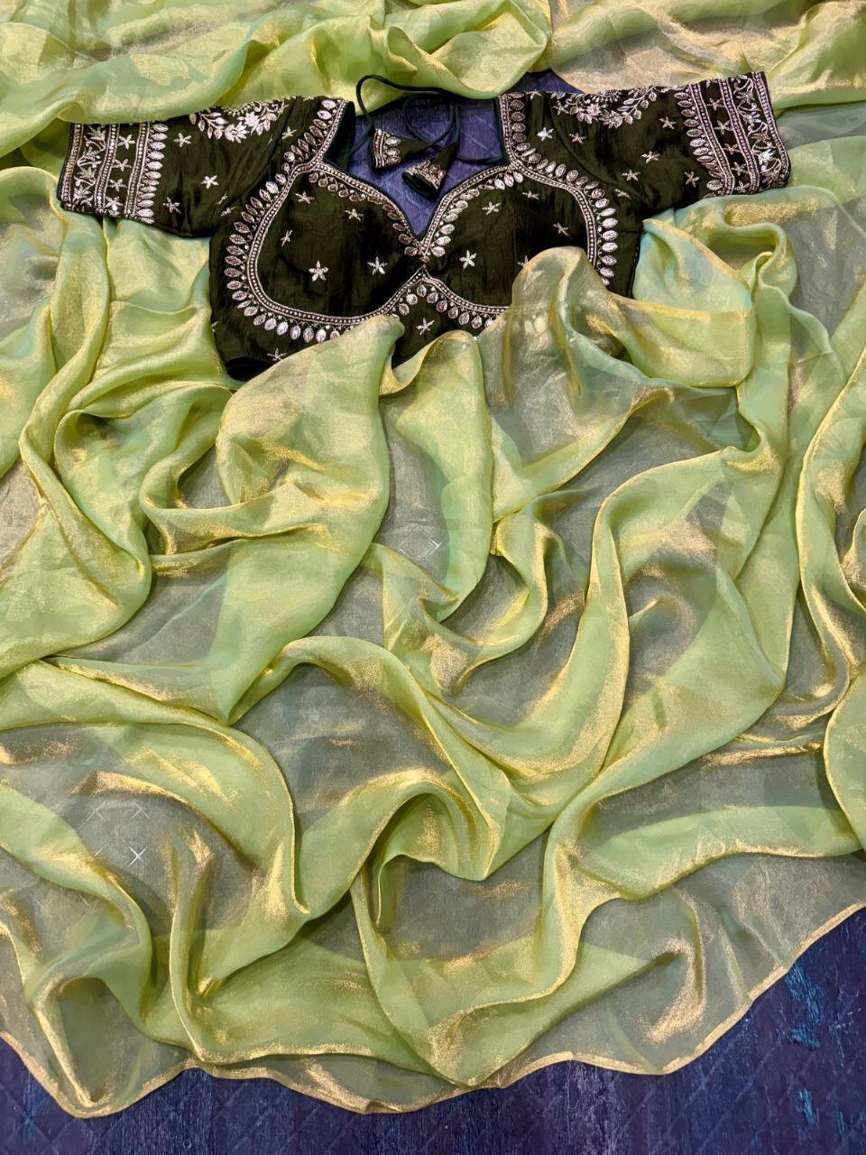 Premium Designer Wedding PartyWear saree with stitched blouse Ready To Wear