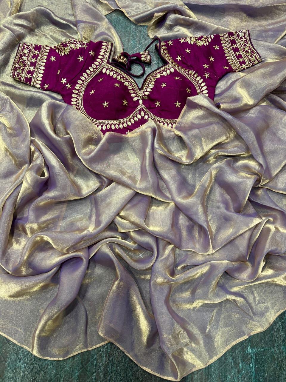 Premium Designer Wedding PartyWear saree with stitched blouse Ready To Wear