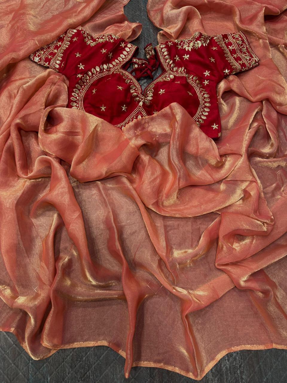 Premium Designer Wedding PartyWear saree with stitched blouse Ready To Wear