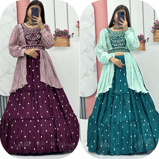 Indowestern crop top Lehenga for wedding Readymade Indian lehenga dress