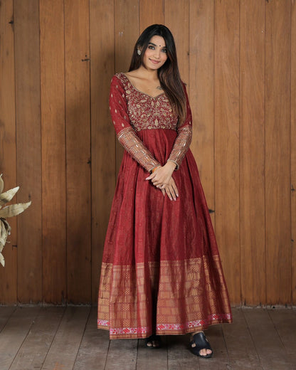 Embroidered wedding wear gown suit Indian dress  full Flair anarkali