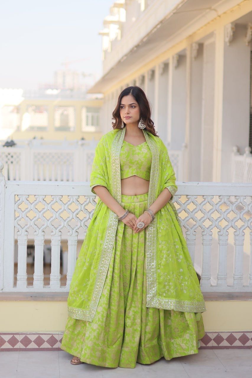 Green wedding premium lehenga choli Stitched readymade Festival Indian lehenga
