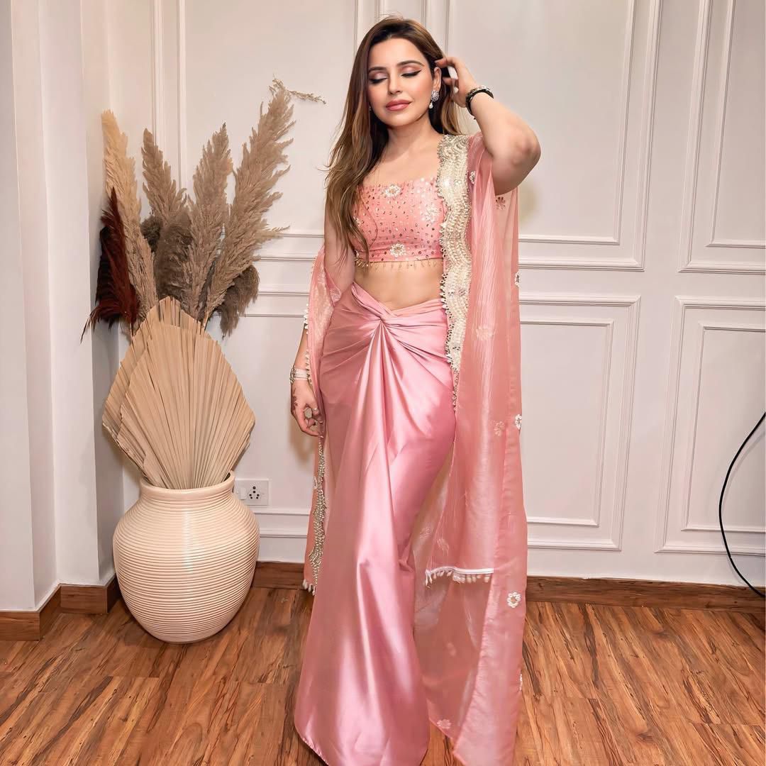 Indowestern dhoti skirt Shrug choli dress wedding wear full Stiched Readymade lehenga skirt