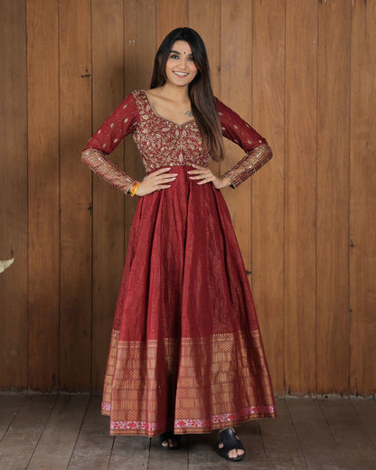 Embroidered wedding wear gown suit Indian dress  full Flair anarkali