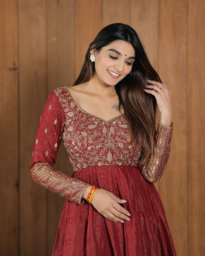 Embroidered wedding wear gown suit Indian dress  full Flair anarkali