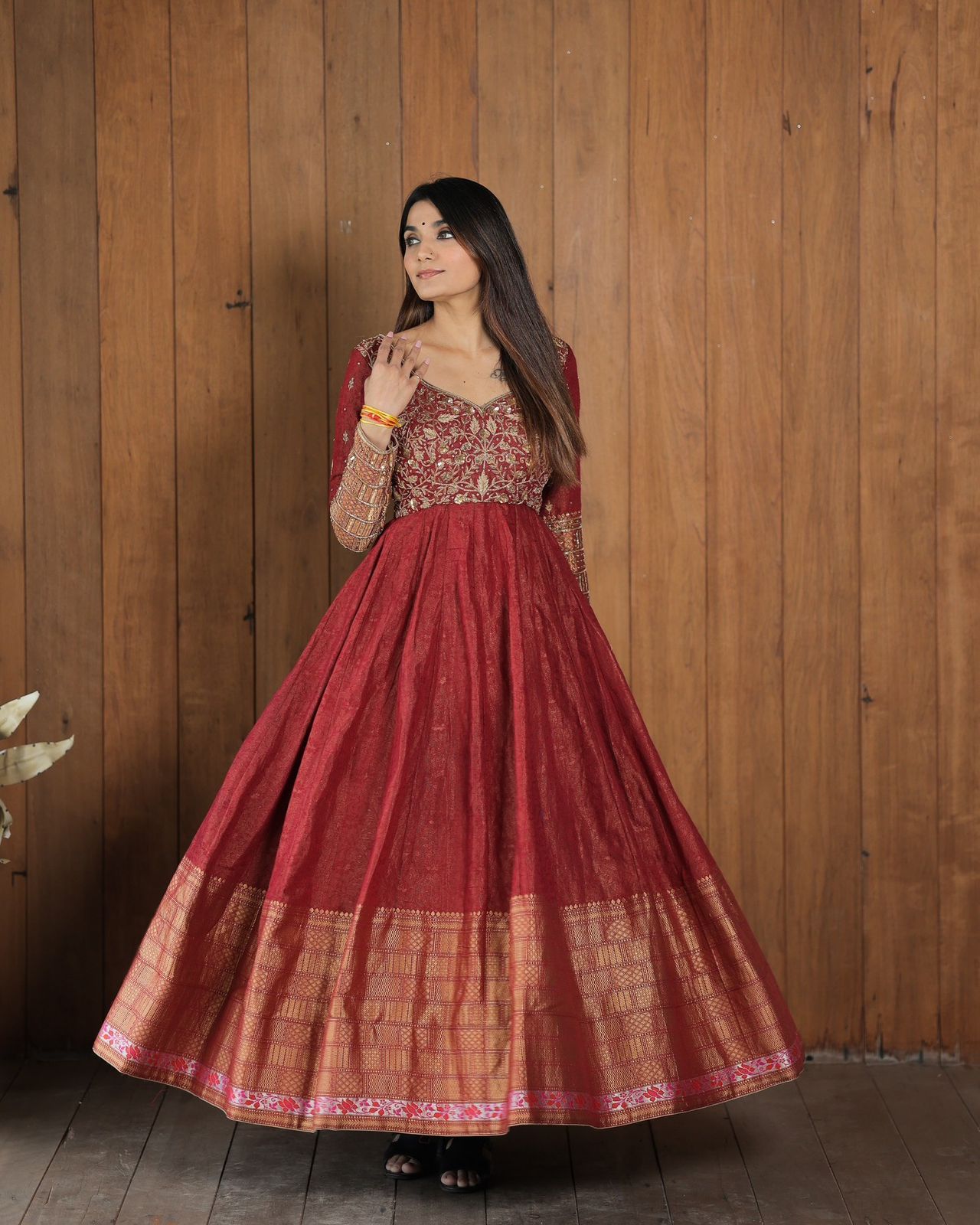Embroidered wedding wear gown suit Indian dress  full Flair anarkali