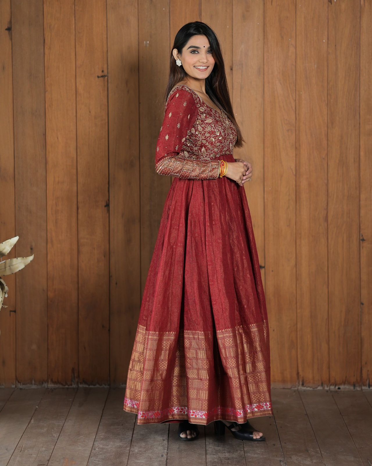 Embroidered wedding wear gown suit Indian dress  full Flair anarkali