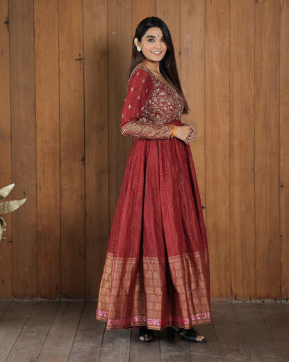 Embroidered wedding wear gown suit Indian dress  full Flair anarkali