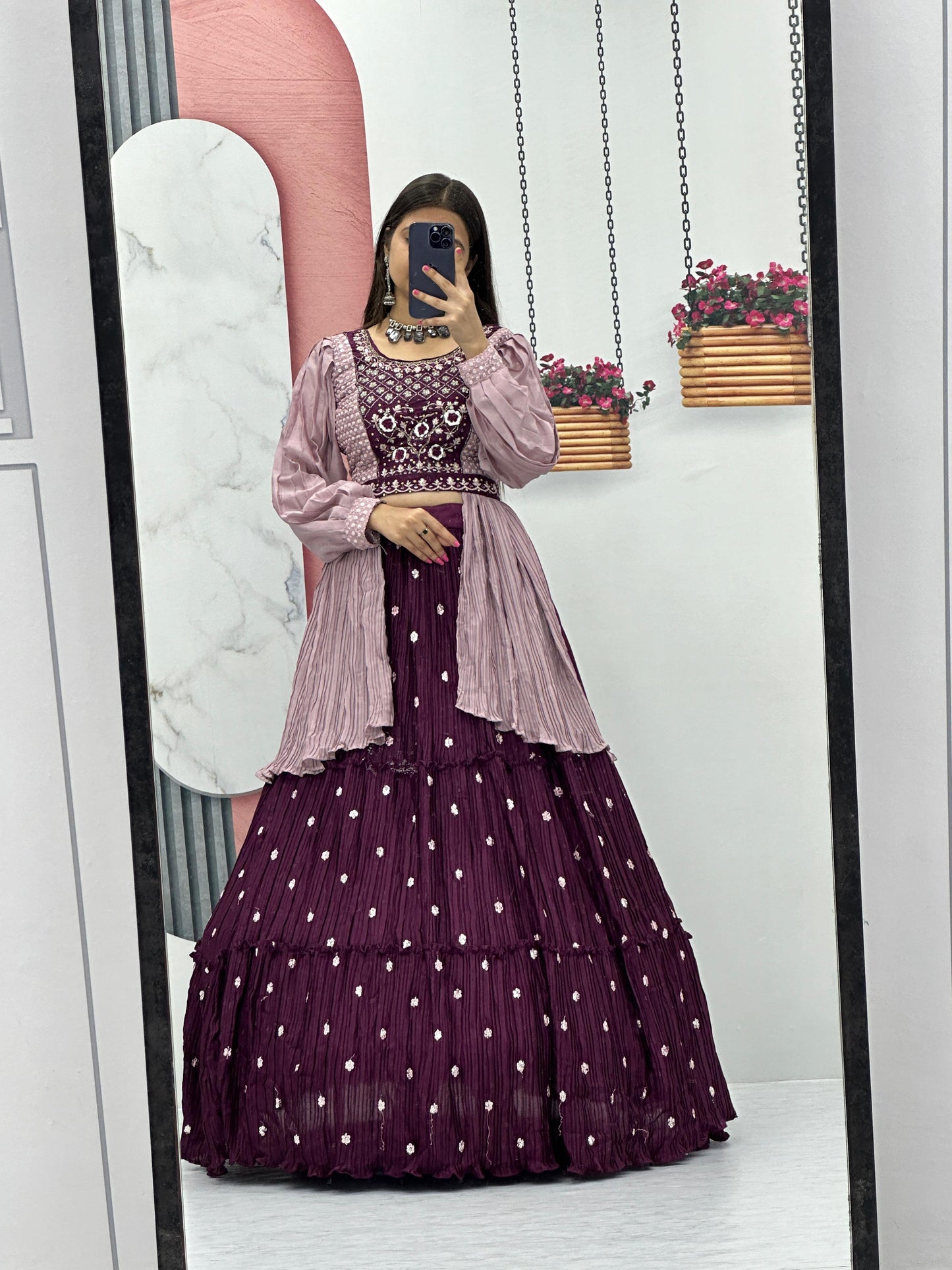 Indowestern crop top Lehenga for wedding Readymade Indian lehenga dress