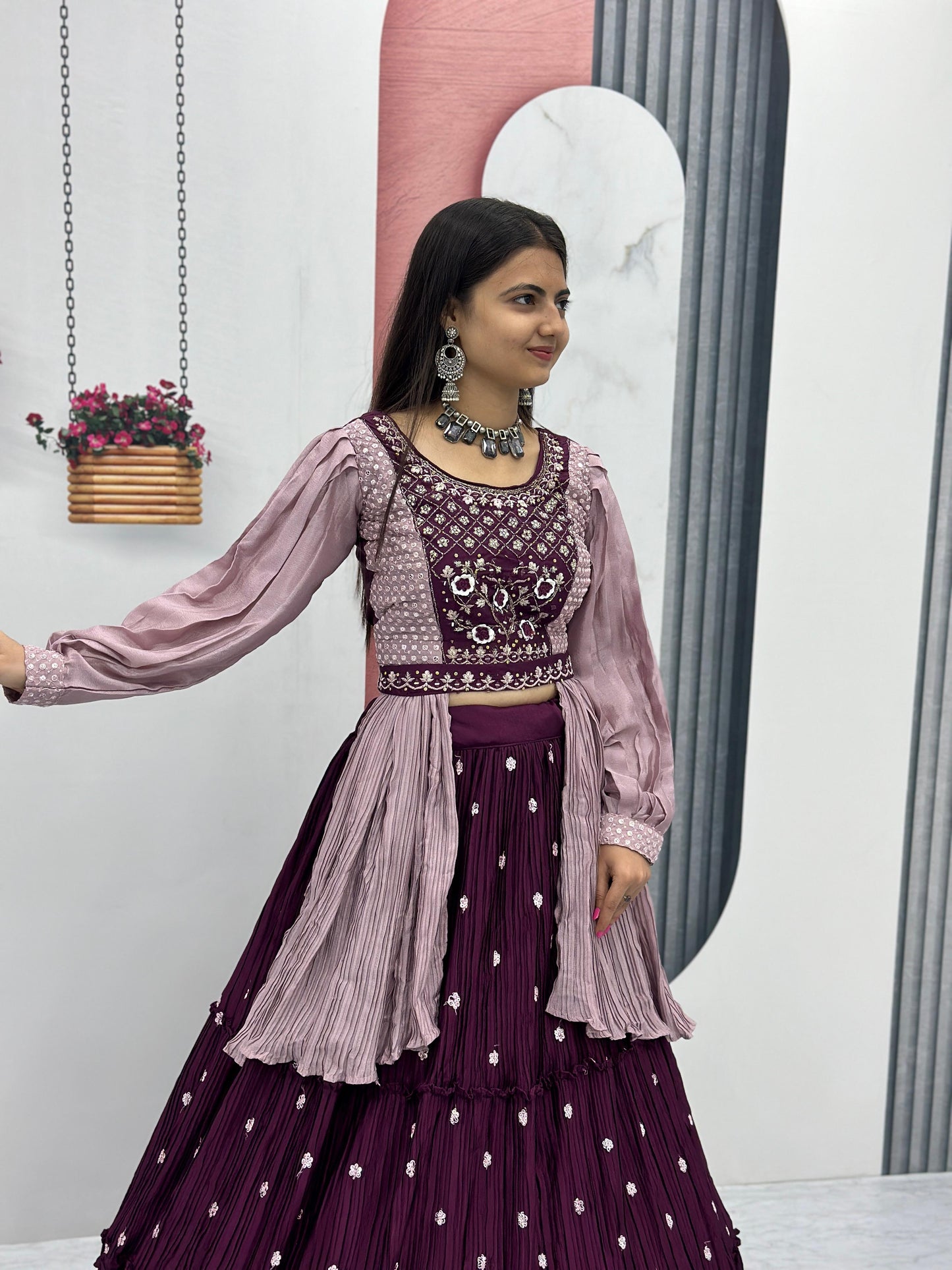Indowestern crop top Lehenga for wedding Readymade Indian lehenga dress