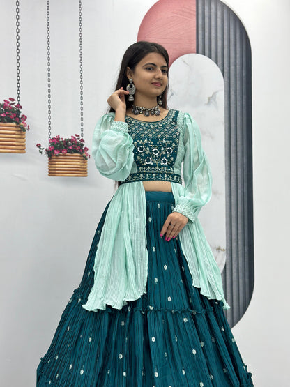 Indowestern crop top Lehenga for wedding Readymade Indian lehenga dress