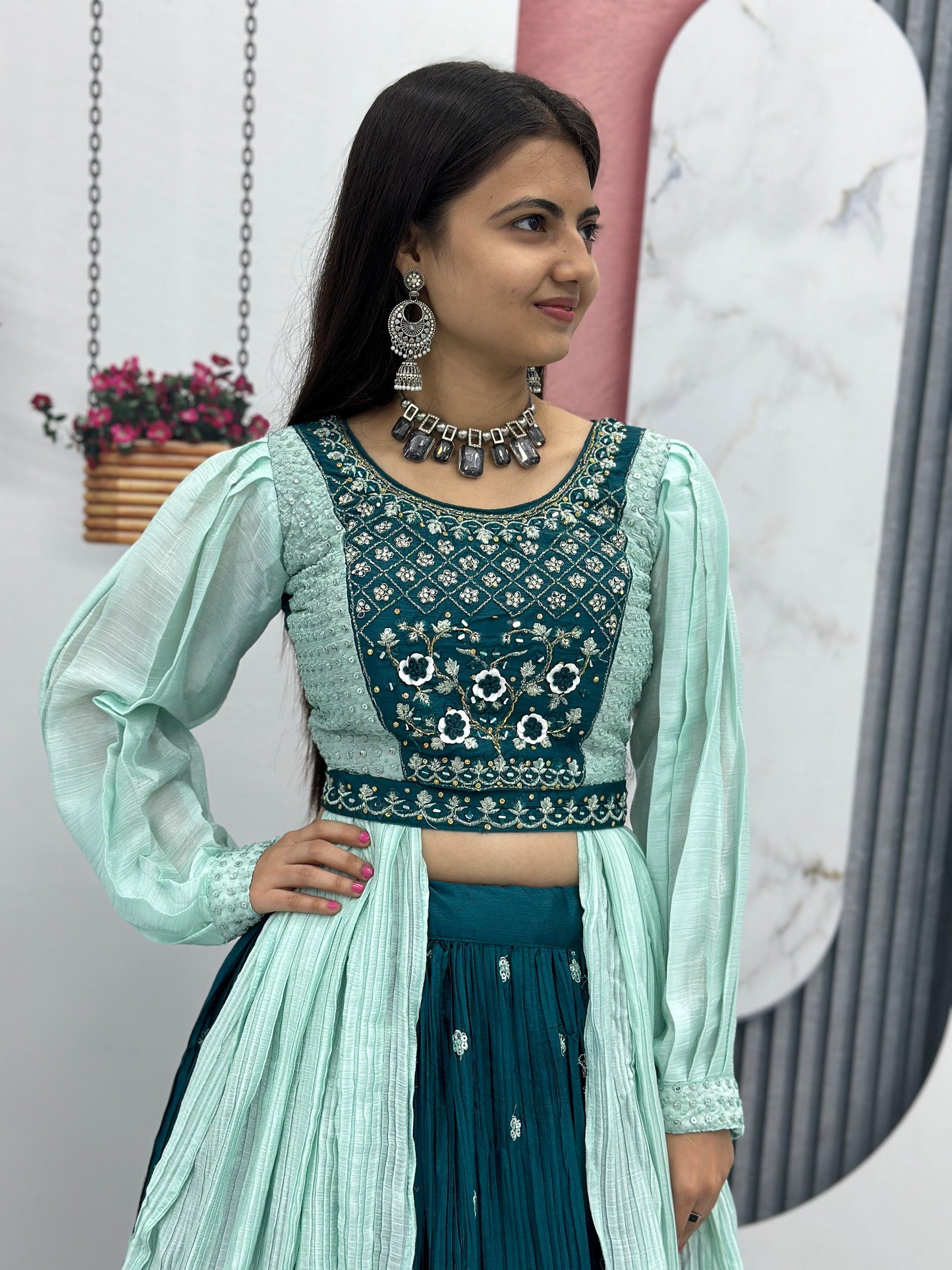 Indowestern crop top Lehenga for wedding Readymade Indian lehenga dress