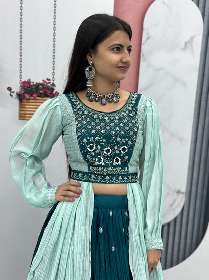 Indowestern crop top Lehenga for wedding Readymade Indian lehenga dress
