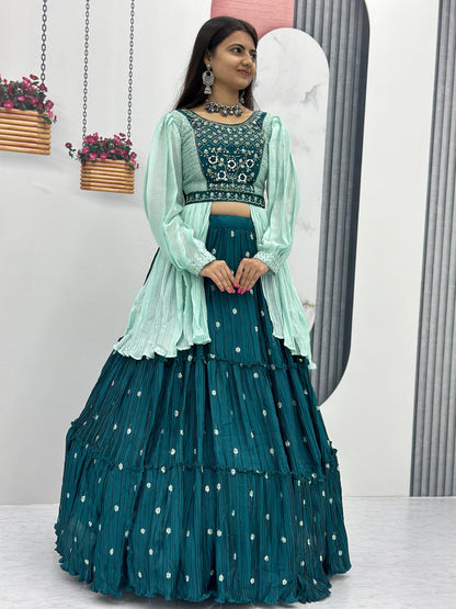 Indowestern crop top Lehenga for wedding Readymade Indian lehenga dress