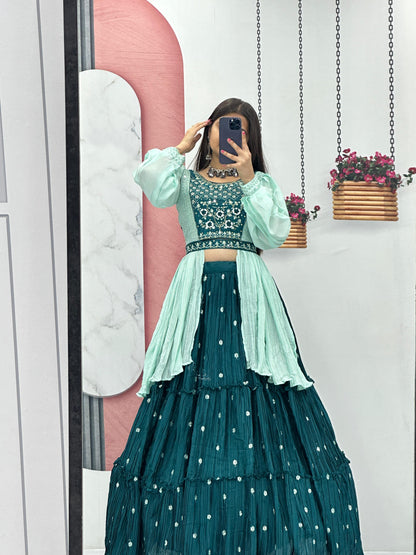 Indowestern crop top Lehenga for wedding Readymade Indian lehenga dress