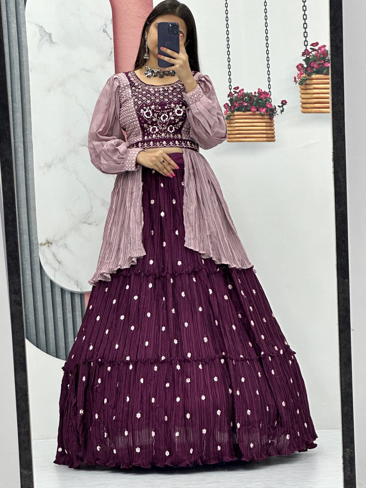 Indowestern crop top Lehenga for wedding Readymade Indian lehenga dress