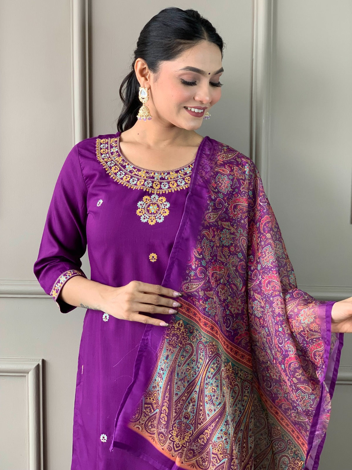 Purple Wedding Festival Dress Salwar Kameez suit set stitched