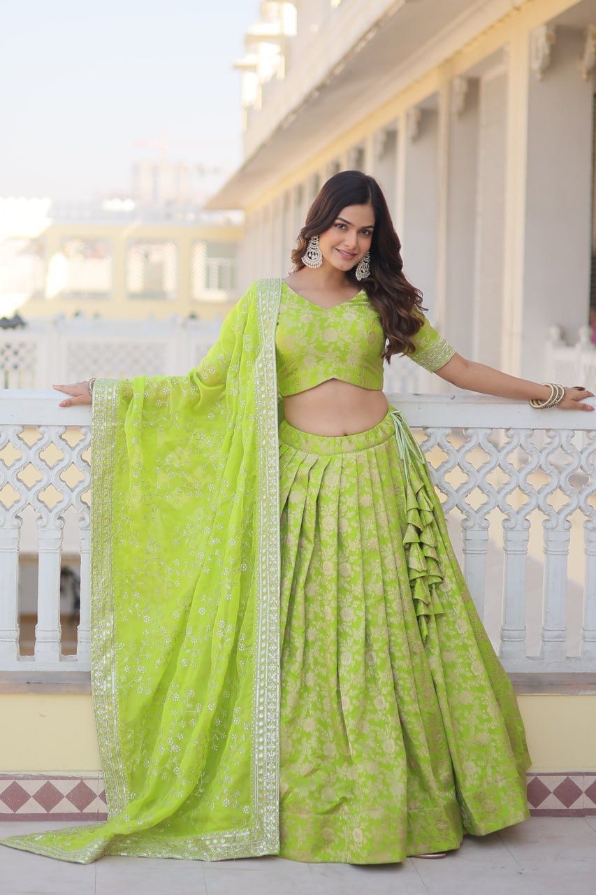 Green wedding premium lehenga choli Stitched readymade Festival Indian lehenga