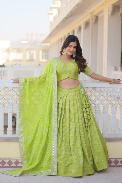 Green wedding premium lehenga choli Stitched readymade Festival Indian lehenga