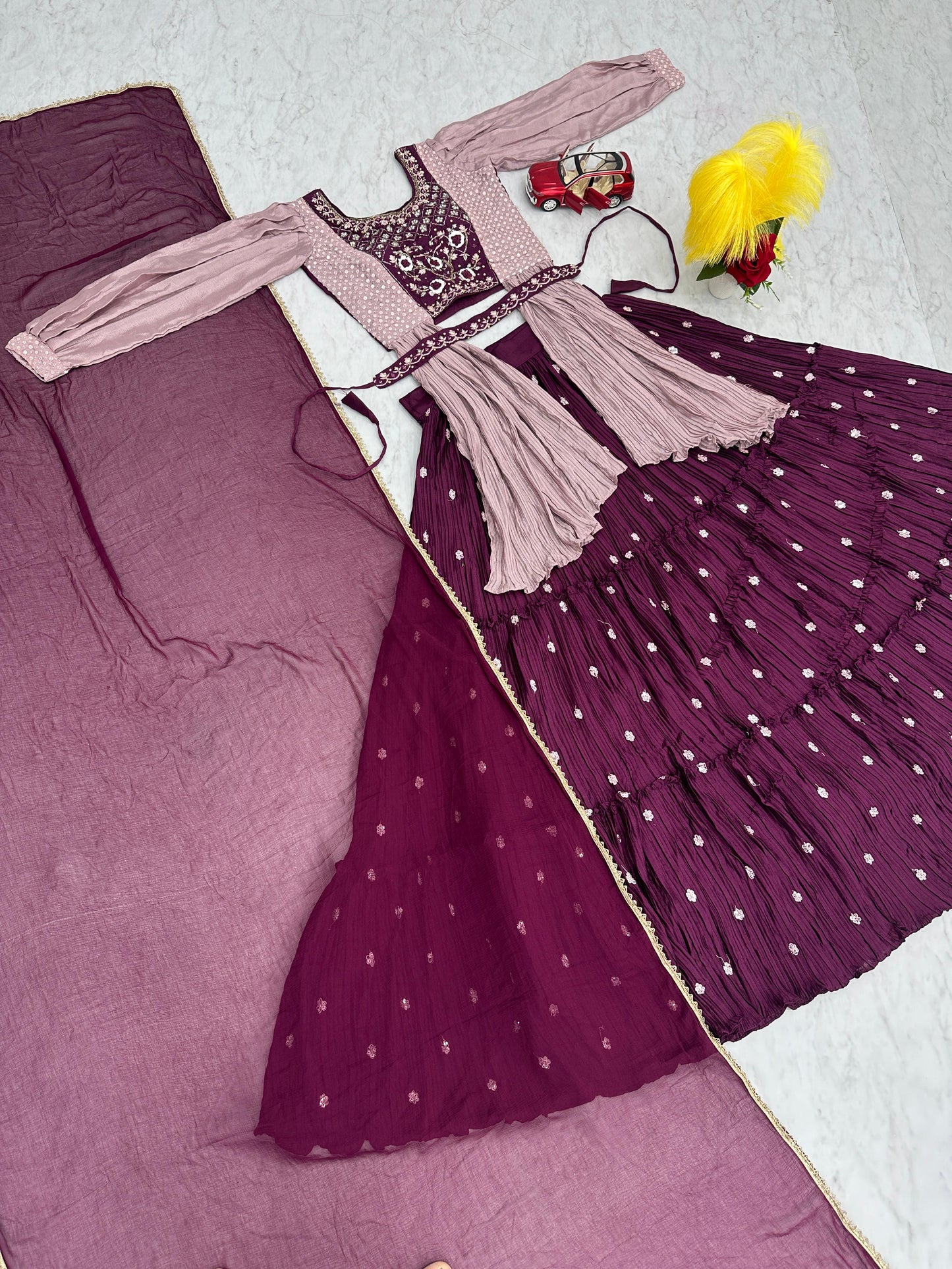 Indowestern crop top Lehenga for wedding Readymade Indian lehenga dress
