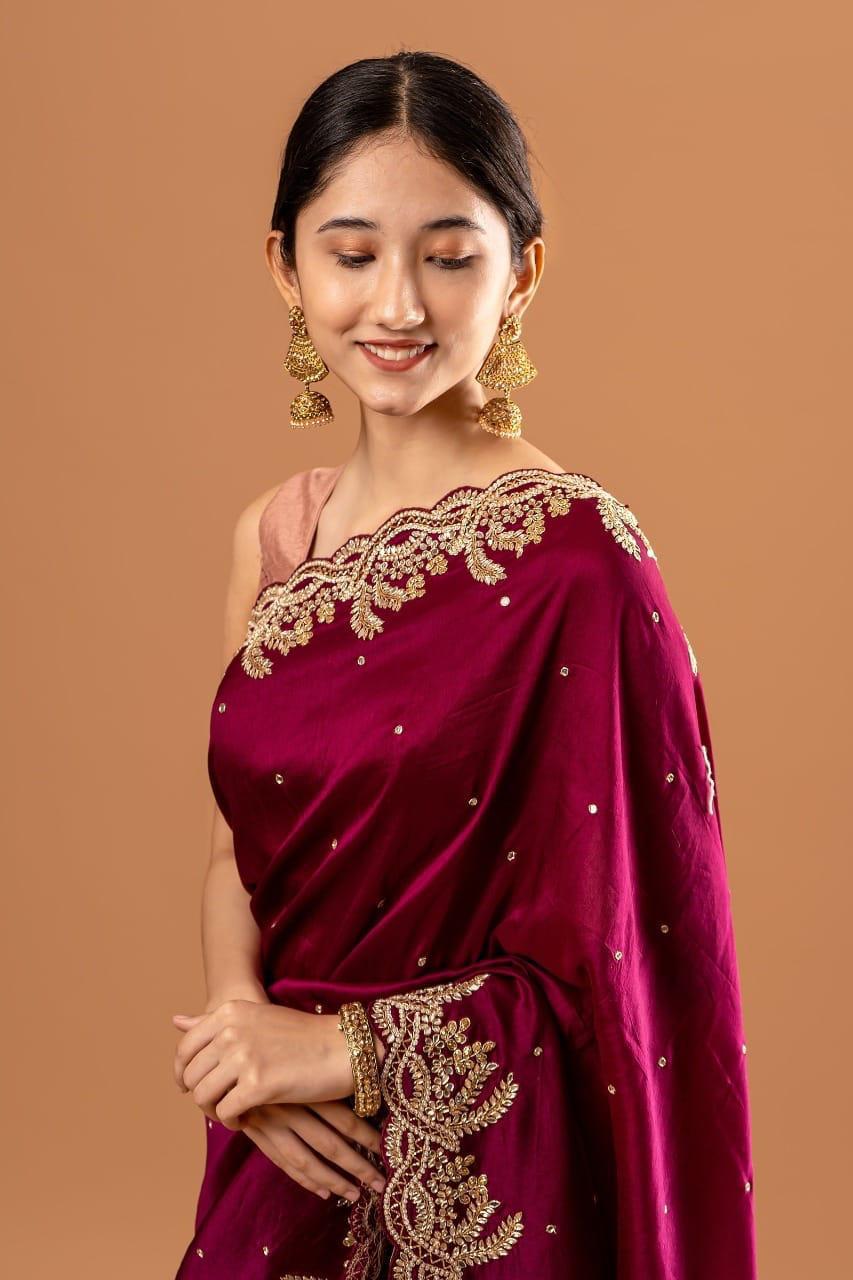 Wedding saree with stitched blouse Ready To Wear indian saree