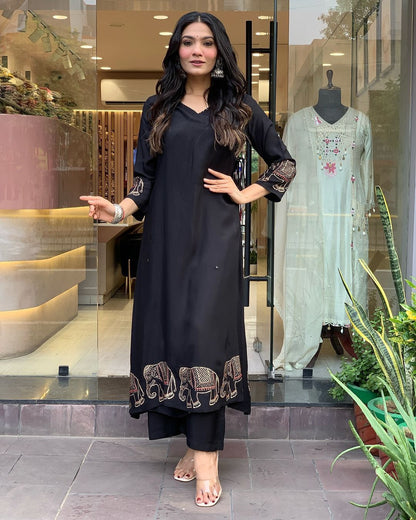 Readymade black salwar kameez suit Indian wedding dress stitched