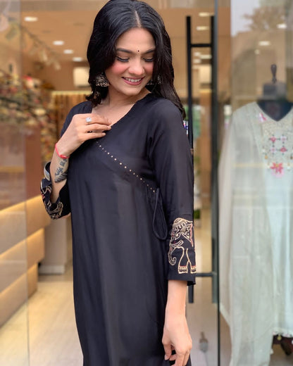 Readymade black salwar kameez suit Indian wedding dress stitched