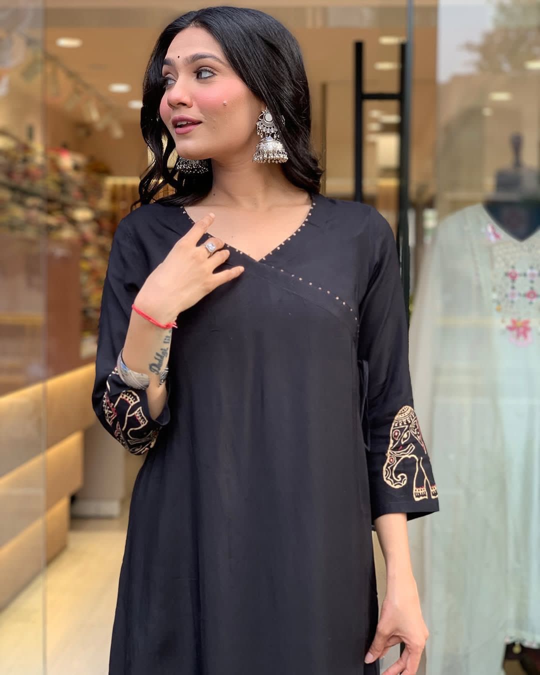 Readymade black salwar kameez suit Indian wedding dress stitched