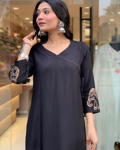 Readymade black salwar kameez suit Indian wedding dress stitched