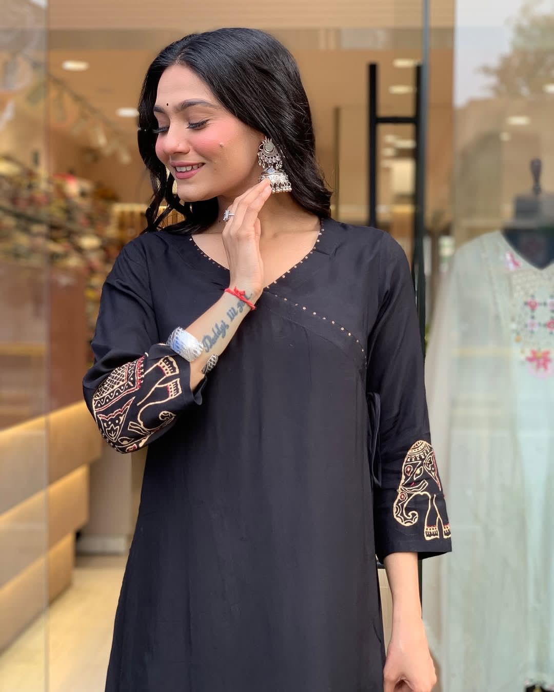 Readymade black salwar kameez suit Indian wedding dress stitched