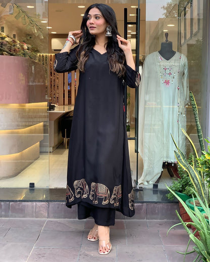 Readymade black salwar kameez suit Indian wedding dress stitched