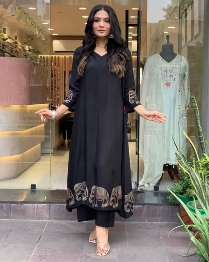 Readymade black salwar kameez suit Indian wedding dress stitched