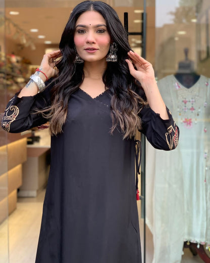 Readymade black salwar kameez suit Indian wedding dress stitched