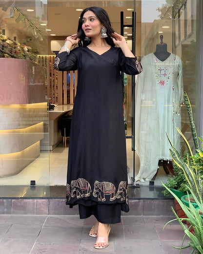 Readymade black salwar kameez suit Indian wedding dress stitched
