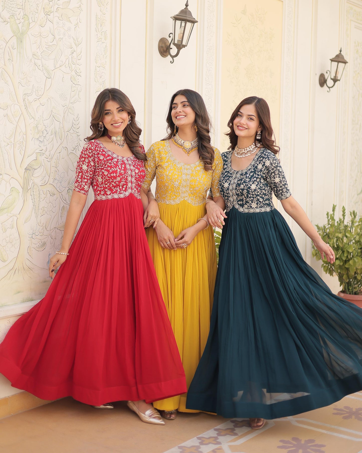 Wedding special Designer gown dress Indian floral anarkali Flaired Gown