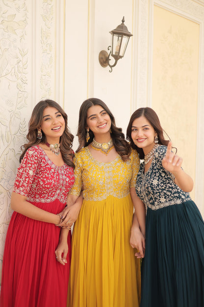 Wedding special Designer gown dress Indian floral anarkali Flaired Gown