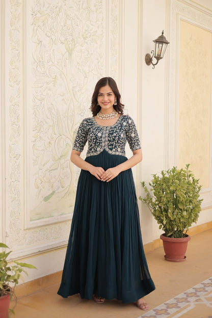 Wedding special Designer gown dress Indian floral anarkali Flaired Gown