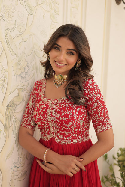 Wedding special Designer gown dress Indian floral anarkali Flaired Gown