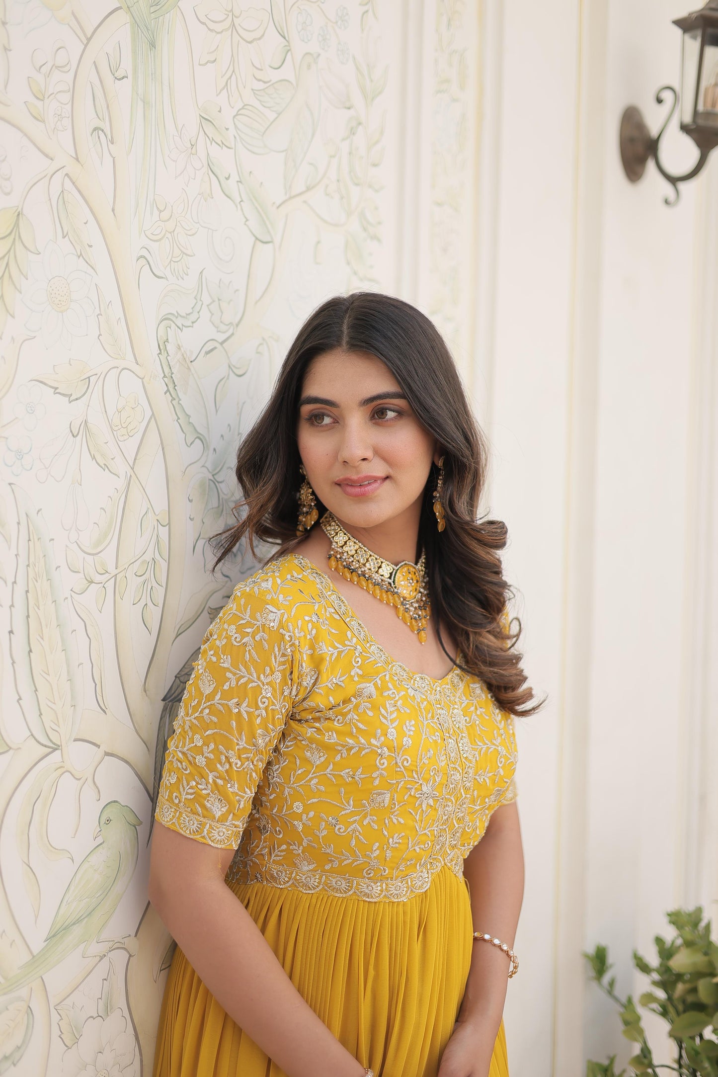 Wedding special Designer gown dress Indian floral anarkali Flaired Gown