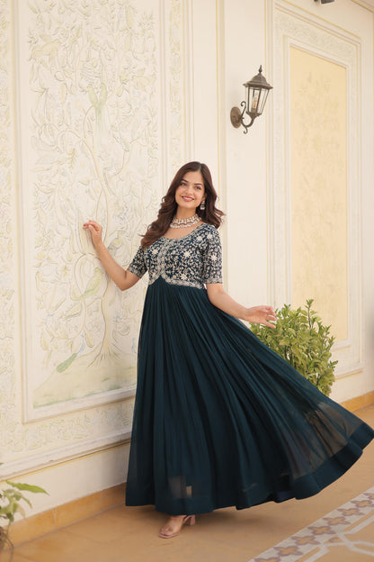 Wedding special Designer gown dress Indian floral anarkali Flaired Gown
