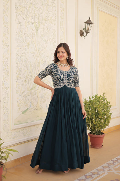 Wedding special Designer gown dress Indian floral anarkali Flaired Gown