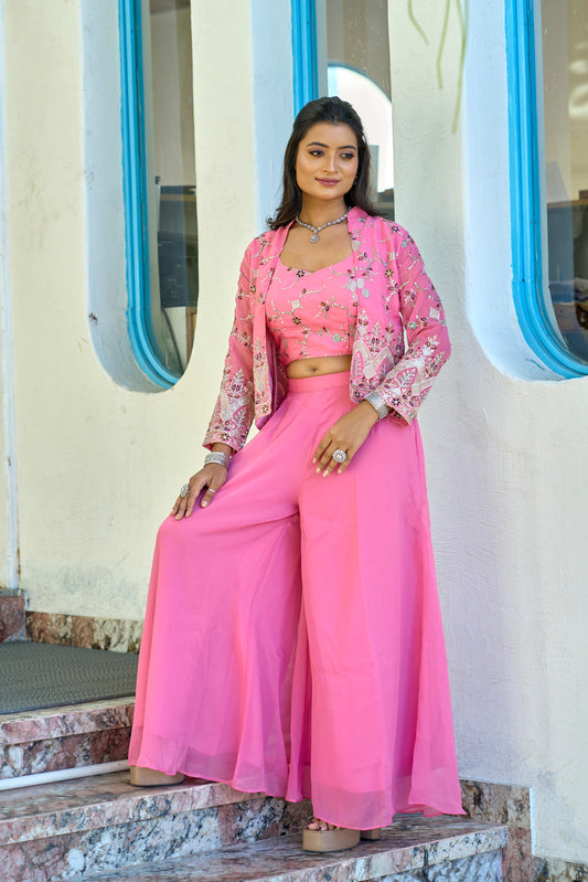 Indowestern Choli Plazzo koti for wedding Indian Readymade Palazzo Suit dress