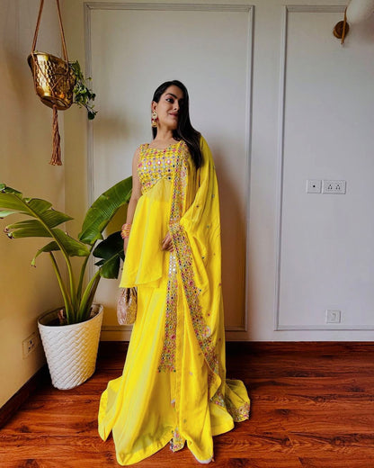 Wedding haldi special Palazzo Suit Set Indian Salwar kameez dress