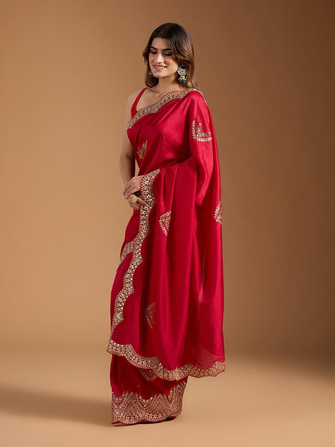 Designer wedding special saree with stitched blouse Ready To Wear Festival saree